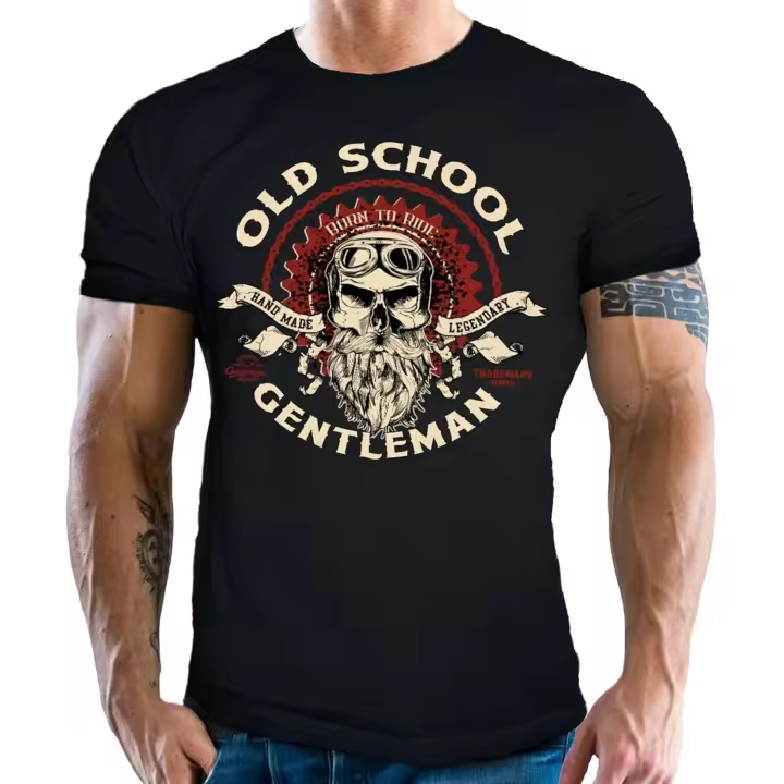 Gasoline Bandit Biker Racer - Camiseta de motorista con texto en alemán "Old School Gentleman" - 1