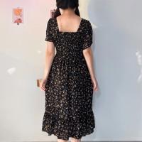 Vestido Midi A-Line De Mujer Casual Primavera Verano Cintura Elástica Manga Corta Chiffón Floral Impreso Vestidos De Poliéster - details 1