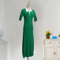 Vestido Maxi De Punto Para Mujer YuooMuoo Elegante Y Casual Con Cuello En V Y Mangas Flounce Decoración De Salida Hollow out Vestido Largo De Verano - details 4