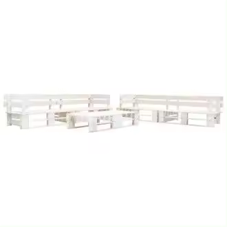 VIDAXL 277403 set de muebles para jardín de 6 piezas fabricado en palés de madera de pino con acabado en color blanco - 1