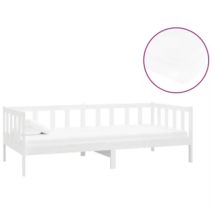 vidaXL Sofá cama con colchón madera de pino maciza blanco 90x200 cm - 1