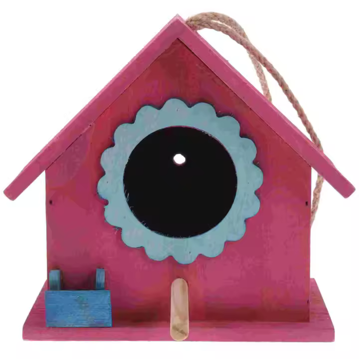 Casa De Pájaros De Madera Con Alimentador Decorativa Para Exteriores Nido Colgante Para Pájaros Caja De Cría De Pájaros Accesorios Para Pájaros - 1