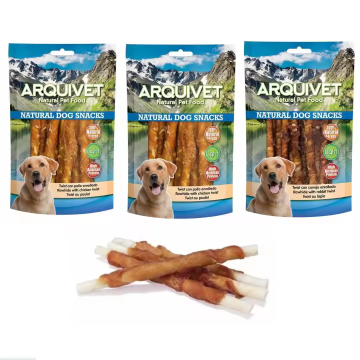 Pack degustación para perros (Twist  enrollado - 13 cm - 100 g Pollo,Pato y Conejo Snacks para Perros) - 1