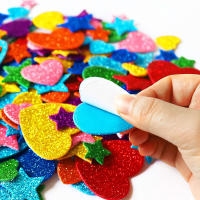 100pcs Pegatinas De Espuma Adhesiva Brillantes Para Niños Estrellas Y Corazones Para Manualidades Y Proyectos Escolares - details 1