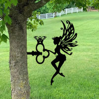 Juego De 2 Palos De Jardín Con Hechicera Y Gato Silueta De Hierro Para Decoración De Jardín Y Courtyard Arte En La Ramas De Árbol Plug-in En Tumba De Árbol - details 12