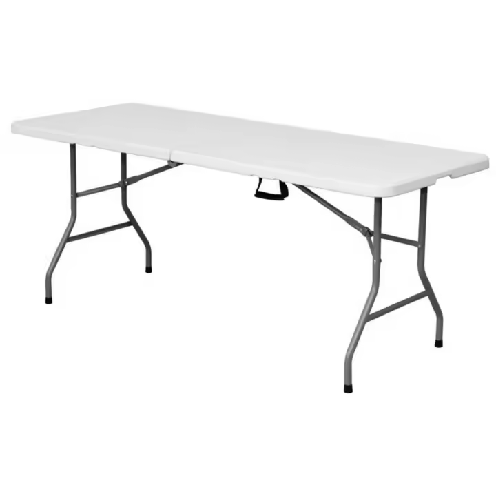 Mesa de camping catering plegable doble de plástico HDPE blanco de 244x75x74 cm - 1