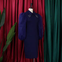 Vestido Elegante Para Oficina Para Mujer Profesional Con Cuello En V Y Diamantes Ajustado Silueta De Saco Midi Formal Vestido De Trabajo - details 19