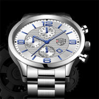 Reloj De Negocios De Lujo Para Hombre Reloj De Pulsera Cuarzo Con Línea De Tiempo Calendario Y Manos Luminosas Material De Correa De Cuero - details 1