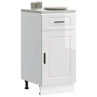 vidaXL Mueble bajo de cocina Porto madera contrachapada blanca en color Blanco/Gris hormigón/Blanco brillante y más | almacenamiento funcional diseño moderno para baño dormitorio sala - details 2