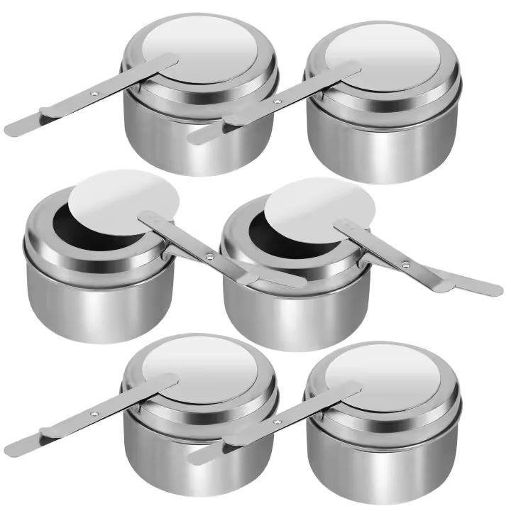 6Pcs Soporte De Combustible Para Chafing En Acero Inoxidable Con Cubierta De Seguridad Para Banquete Y Barbacoa - 1