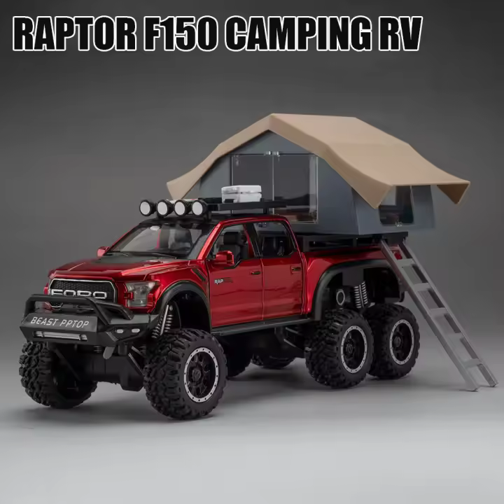 Coche De Juguete a Escala 1:24 Raptor F150 Con Luz Y Sonido 5 Puertas Abiertas Modelo De Metal Para Niños Regalo De Colección - 1