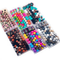 Nuevos 82Pcs/Box De Cuentas Redondas De Silicona Con Patrón Focal Para Kit De Pulseras Y Llaveros Accesorios Para Fabricación De Joyas - details 2