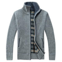 Chaqueta De Punto Para Hombre Casual Cuello En V Gruesa De Fleece Con Cierre Completo Chaqueta De Exterior De Poliéster Para Otoño E Invierno - details 1