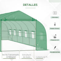 Outsunny Invernadero de Túnel 800x300x200 cm con 12 Ventanas y Puerta Enrollable Cubierta PE 140 g/m² y Acero para Cultivo de Plantas Verduras - details 3
