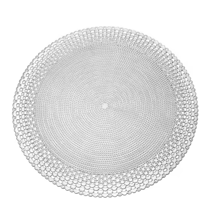 Juego De Tapetes Redondos Para Mesa De Restaurante PVC Hojas Vacías 38cm Anti-calor Con Patrón De Tejido Dorado Y Plateado Para Decoración Clásica De La Mesa - 1