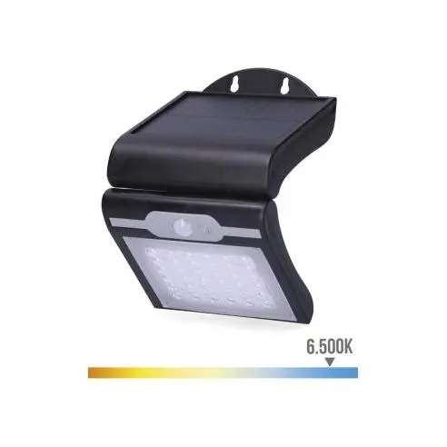 EDM Aplique Solar 2W 220lm 6.500K con Sensor Negro - EDM - 31847 Aplique solar Iluminación Exterior Solar Led - 1