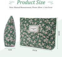 Neceser Maquillaje Floral para Mujer, Bolsas de Cosméticos de Tejido de Pana con Cremallera, Neceser Portátil, Multifunctional Organizador para Viaje -Margarita Verde - details 2
