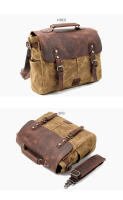 Bolso De Hombro Para Hombre Vintage De Lona Y Cuero Bolso Cruzado Casual Bolsas De Motocicleta Universal Impermeable Tamaño 36x27x12.5 - details 5