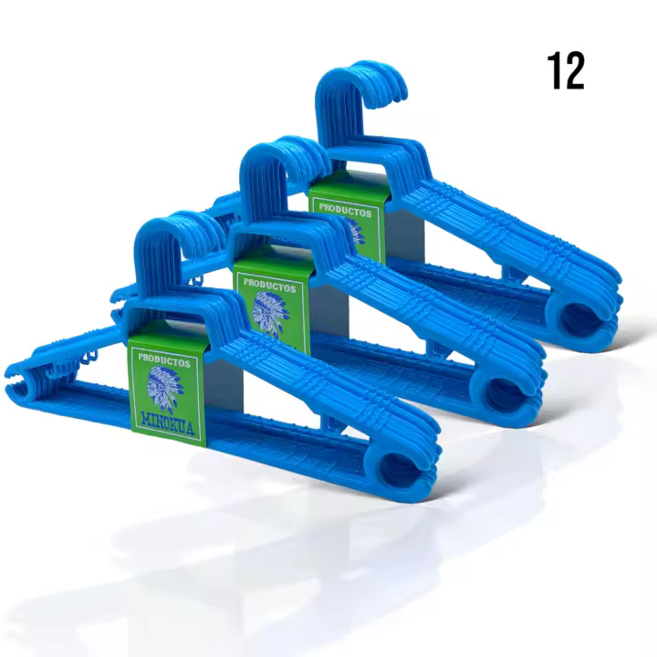 Perchas de Plástico Antideslizantes MINOKUA - Azul 39x17 - Ropa Organizada - 1