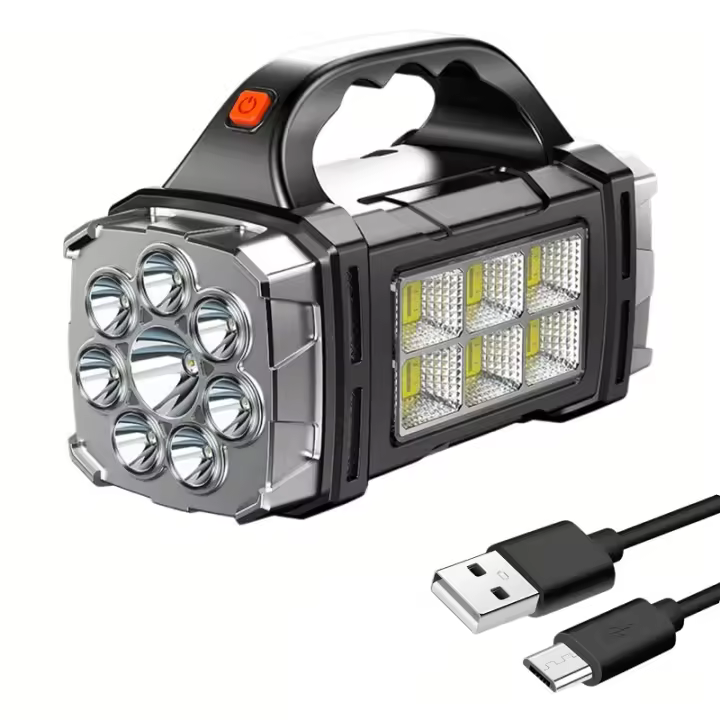 Linterna Portátil LED+COB Potente Solar+USB Recargable Para Emergencias Y Camping Torcha De BÚsqueda Con Banco De Energía - 1
