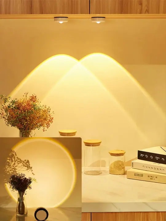 Luz De Ambiente LED Redonda Táctil Para Armario Decorativo Luz De Noche De Arco Iris Atardecer Amanecer Frío Cálido Para Restaurante Bar - 1