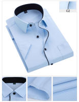 Camisa Negra De Verano Para Hombre Talla Grande 5XL Blanco Azul Estilo Formal Sin Hierro Corta Frontera Twill Cuello En V Prenda Deportiva Diaria - details 3