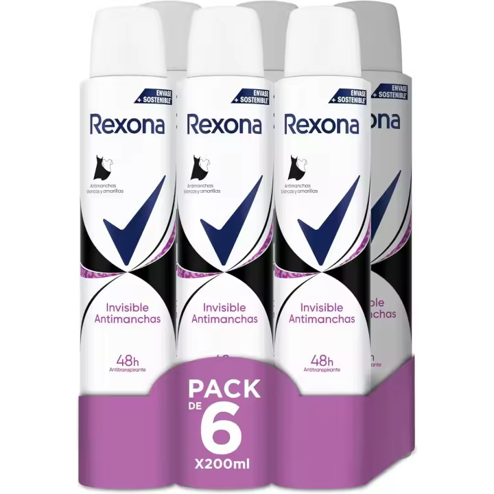 Desodorante REXONA mujer Invisible Antimanchas Spray 200ml - 6 unidades - 1