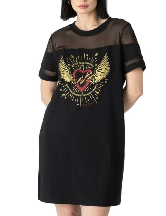 Vestido Animosa Eleonor Roosevert negro manga corta de mujer - 1