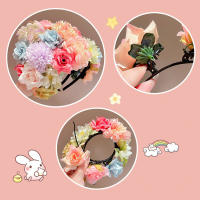 Diadema De Flores Coloridas Para Niñas Adorno De Cabello Simulación De Flor Corona De Novia Para Boda Accesorio Para Mujer - details 16