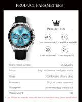 Reloj De Lujo Para Hombre OLEVS Cronógrafo Resistente Al Agua Luminoso Reloj Deportivo De Marca Top Con Fecha Y Fase De La Luna Material De Correa De Goma Y Caja De Acero Inoxidable - details 4
