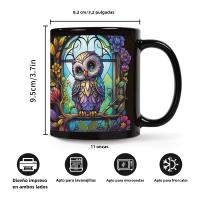 Taza De Cerámica De 11oz Con Diseño De Buho Y Fantasma Para Halloween Para Casa Escuela Oficina Regalo De Fiesta De Casa - details 3