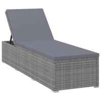vidaXL Tumbona con cojín ratán sintético Negro, Marrón, Gris Sillas de Exterior Ideal para jardín, playa, piscina, terraza Tumbona Piscina Tumbonas Playa Tumbonas Jardín Exterior - details 3