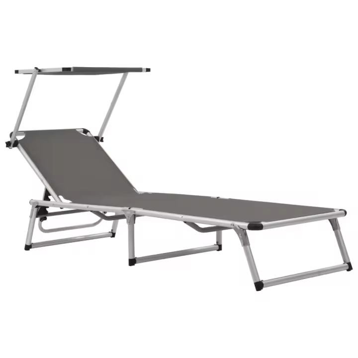 Tumbona plegable con techo aluminio y textileno gris - 1