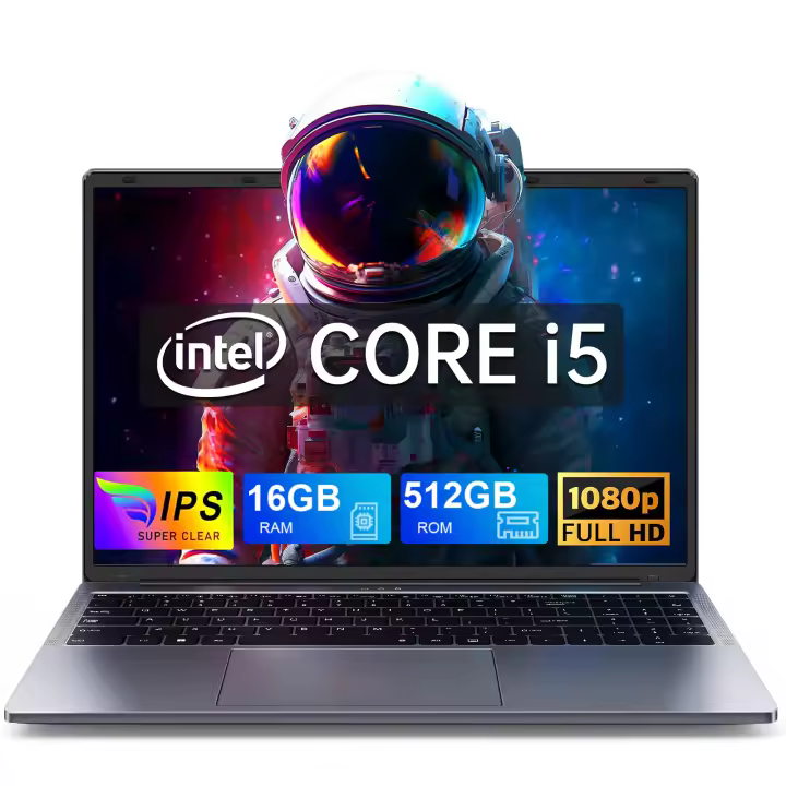VANWIN Portátil de 16 pulgadas con 16 GB de RAM 512 GB SSD, Procesador Intel Core i5-8210Y (Hasta 3,6 GHz),WIFI5,BT 5,0, USB-A 3,0*3,HDMI,pantalla FHD 1920x1200 with teclado en Español - 1