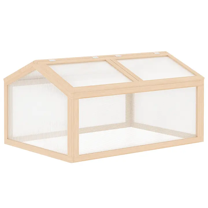 Outsunny cold frame invernadero marco frío macizo con cubierta de madera y policarbonato resistente a la intemperie 102 x 71 x 53 cm - 1