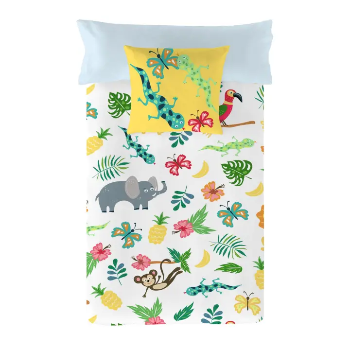 FUNDA NÓRDICA INFANTIL 100% ALGODÓN JUNGLE EXOTIC COSTURA FABRICADO EN ESPAÑA - 1