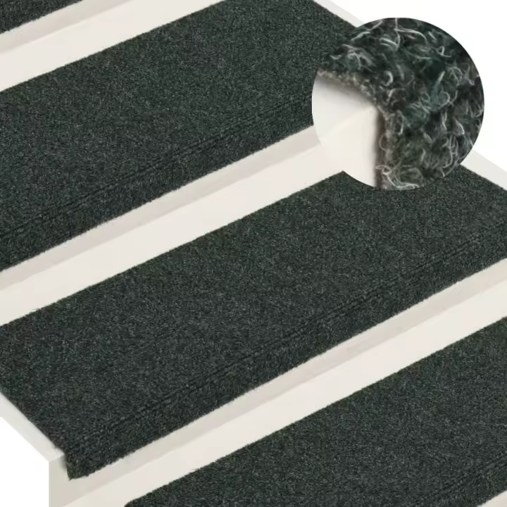 vidaXL Alfombrilla de escaleras 15 uds tela punzonada marrón 65x21x4cm - 1
