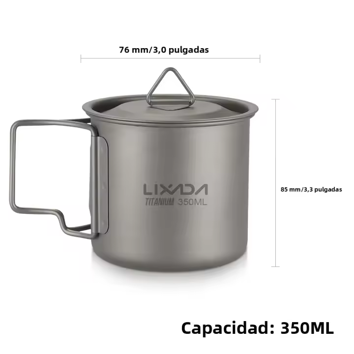 Lixada Taza De Acero Titánico Ultraligera Para Exteriores Con Manija Plegable 300/350/550/650ml Para Camping Y Picnics - 1