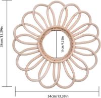 Espejo de ratán, forma de sol, espejo de pared decorativo redondo, ratán natural, estilo étnico nórdico para colgar baño o pasillo, sin espejo - details 0