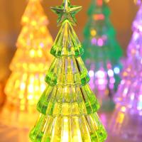 Luz De Noche Luminosa De Navidad Árbol De Cristal Con LED Vela Electrónica Decoración Para Escritorio Figura De Miniatura De Plástico - details 5