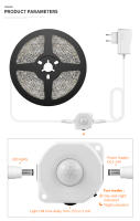 Luz Nocturna LED Para Gabinete Con Sensor De Movimiento 1M-5M Tira De Luz LED Con Adaptador De Voltaje 110V-220V a 12V Para Cama - details 1