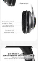 Auriculares inalámbricos, auriculares inalámbricos con graves profundos, auriculares plegables ligeros con micrófono incorporado, compatibles con cable de audio de 3.5 mm, teléfono móvil, auriculares para Sets - details 10