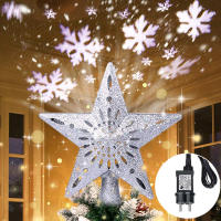Decoración De Árbol De Navidad 3D Estrella Plateada Con LED Giratorio Proyector De Escarcha Luces Colgantes Para Fiesta Navideña - details 15