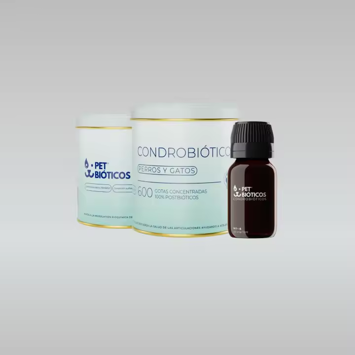 PETBIÓTICOS CONDROBIÓTICOS - Condroprotector para Perros y Gatos con fórmula postbiótica que ayuda a modular la inflamación articular y refuerza la salud osteoarticular 600 Gotas (30 ml) - 1