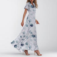 Vestido Largo Elegante Con Cuello En V Para Mujer Traje De Boda De Noche Fiesta Vestido De Fiesta Manga Corta Adecuado Para Primavera Verano Otoño - details 34