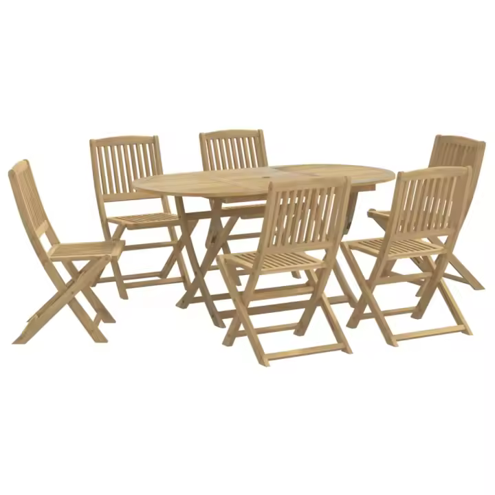 vidaXL Juego de comedor para jardín 7 piezas madera maciza acacia - 1