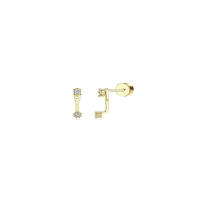 2Pcs Aretes Planos Dorados Para Mujer Aretes De Agujero Pequeños Con Cierre De Tornillo Hipoalergénicos Estilo Huggie - details 4