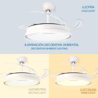 Ventilador de techo with Blue Bell, Luz LED, Mando Distancia, motor DC, 6 velocidades, Silencioso, Aspas retráctiles, función Verano/Invierno, temporizador, sin base - details 0