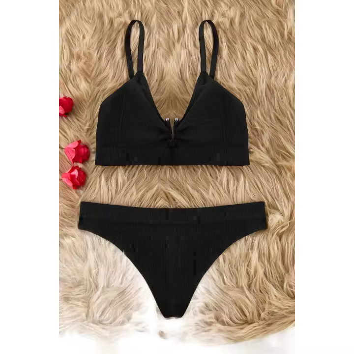Trendyol Black Seamless Accessory And Rope Strapless Knitted Underwear Set Thmss25Cc00000 - 1