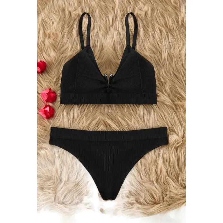 Trendyol Black Seamless Accessory And Rope Strapless Knitted Underwear Set Thmss25Cc00000 - 1